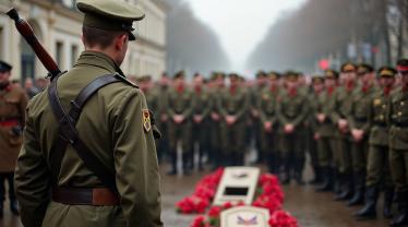 Ceremonie ter ere van de Belgische militairen.