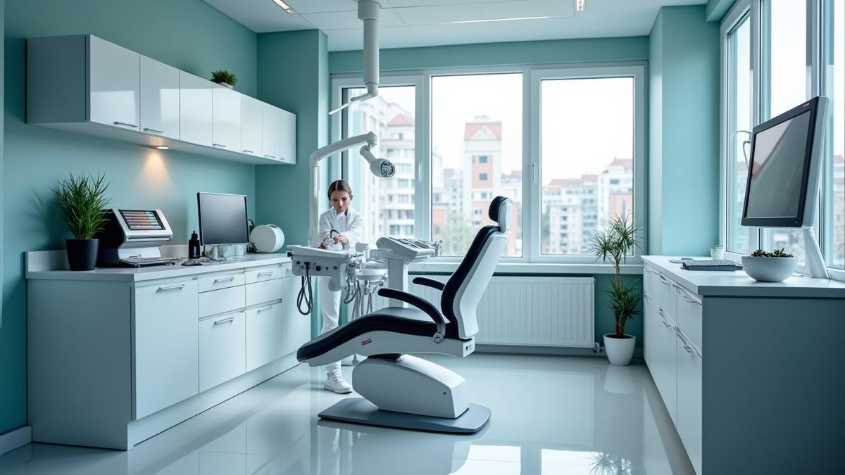 Moderne dokterspraktijk in België met geavanceerde technologie.
