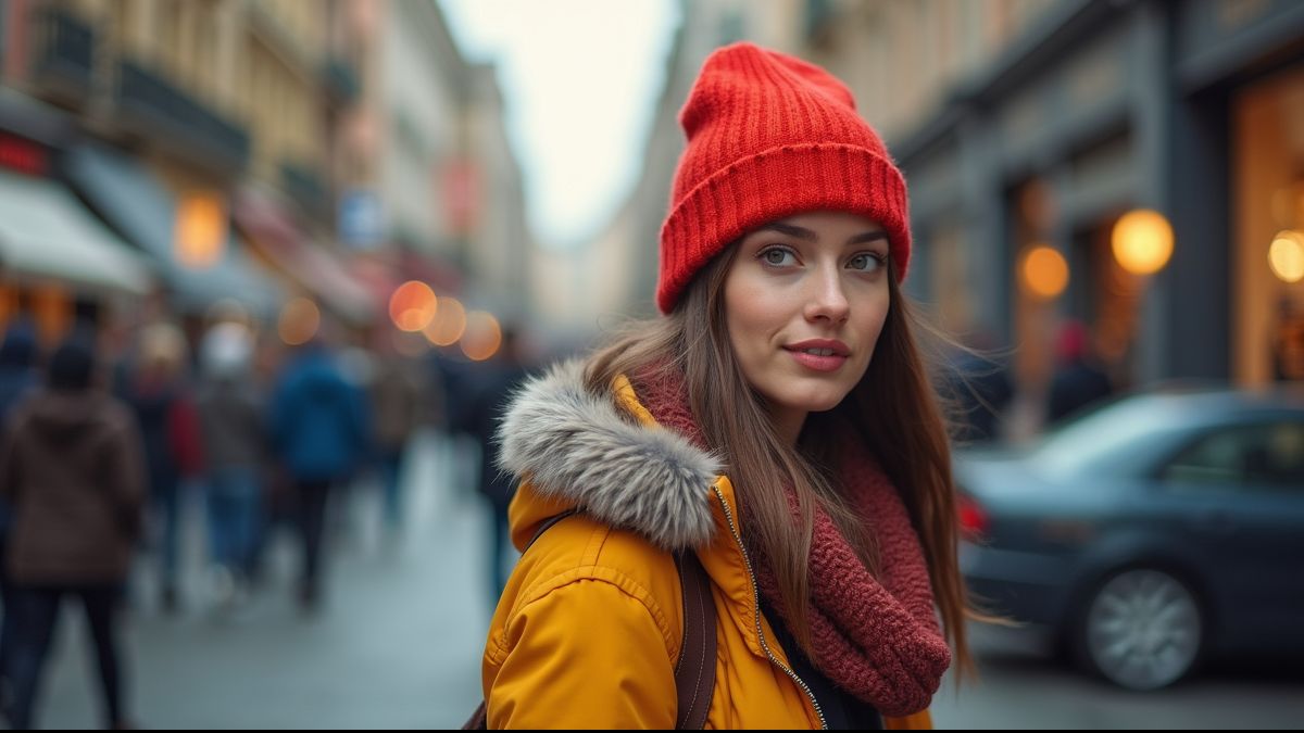 Modieuze beanies en petten in een trendy straat