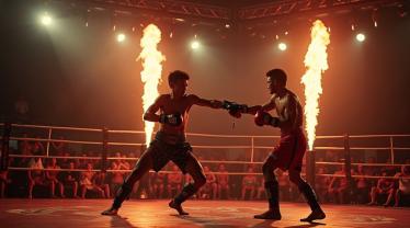 Muay Thai beoefenaars tijdens de viering van Wereld Muay Thai Dag