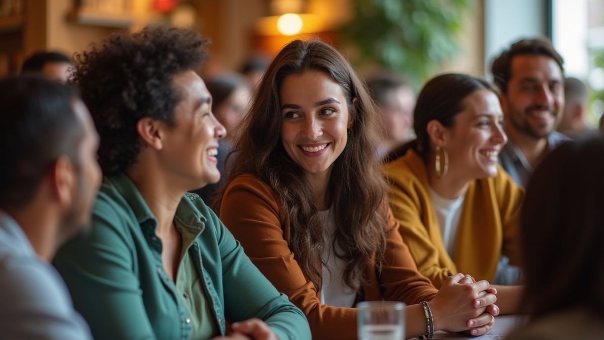 Multiculturele groep mensen in gesprek