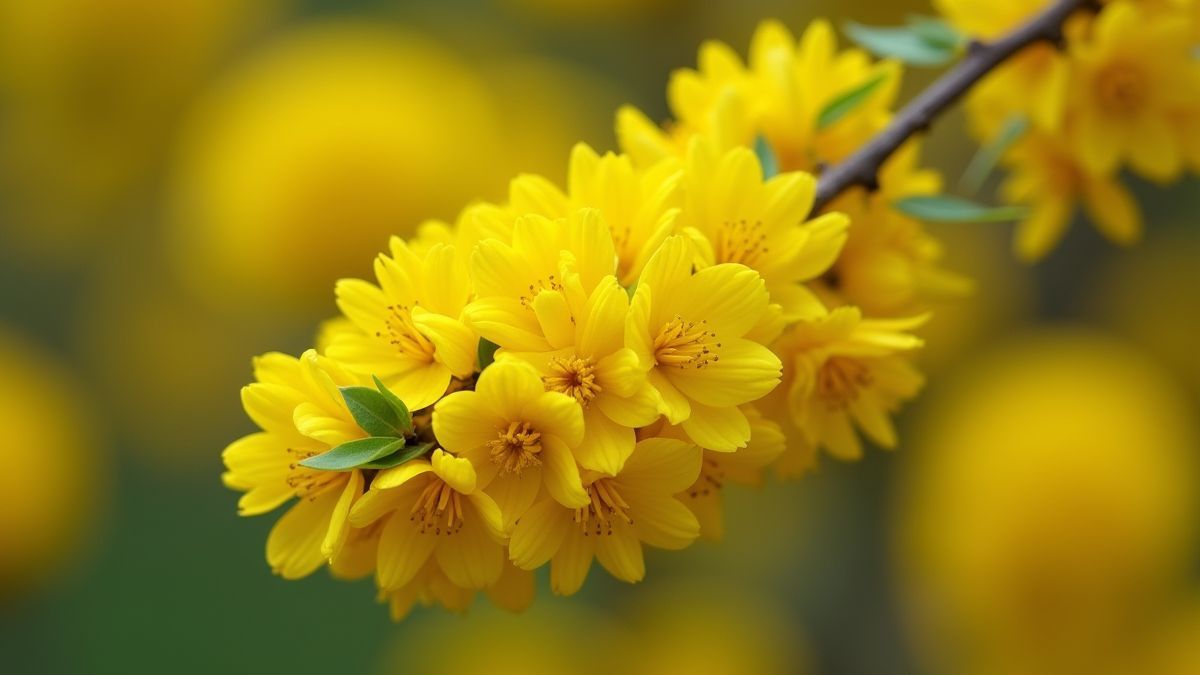 Nauwkeurig beeld van een gouden wattle tak.