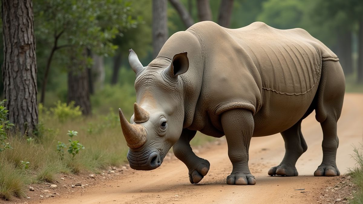 Neushoorn wordt getroost voor natuurbescherming
