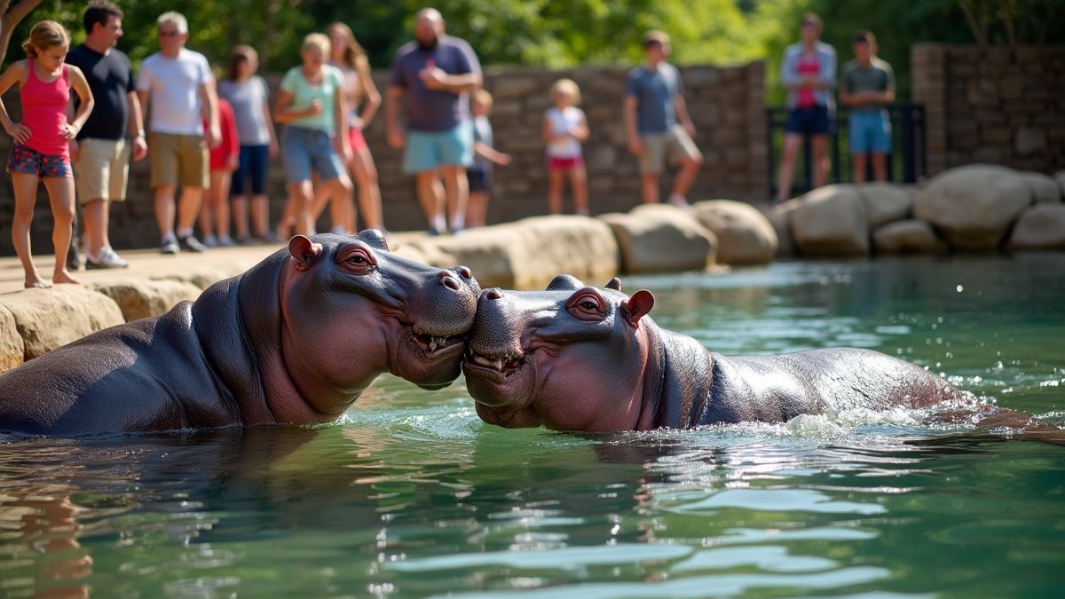Nijlpaarden in de Antwerpse Zoo.
