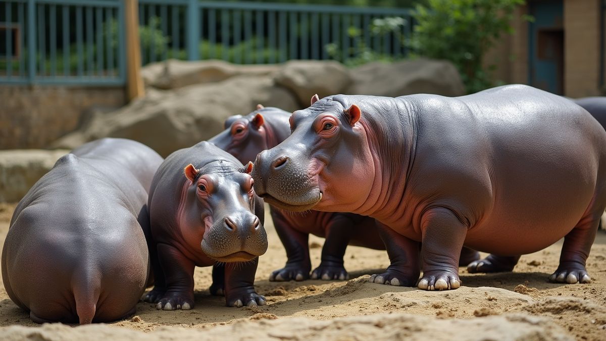 Nijlpaarden in een dierentuin