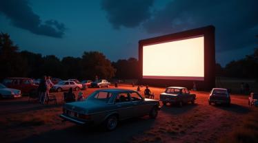 Nostalgische Drive-In bioscoop met een groot scherm