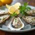 Oesters geserveerd met citroen en kruiden
