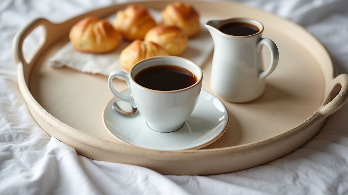 Ontbijt op bed klaar voor de slaapkop