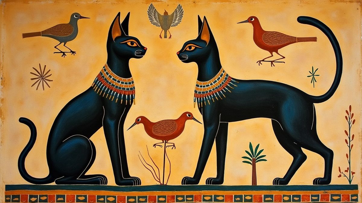 Oud-Egyptische kunst met katten