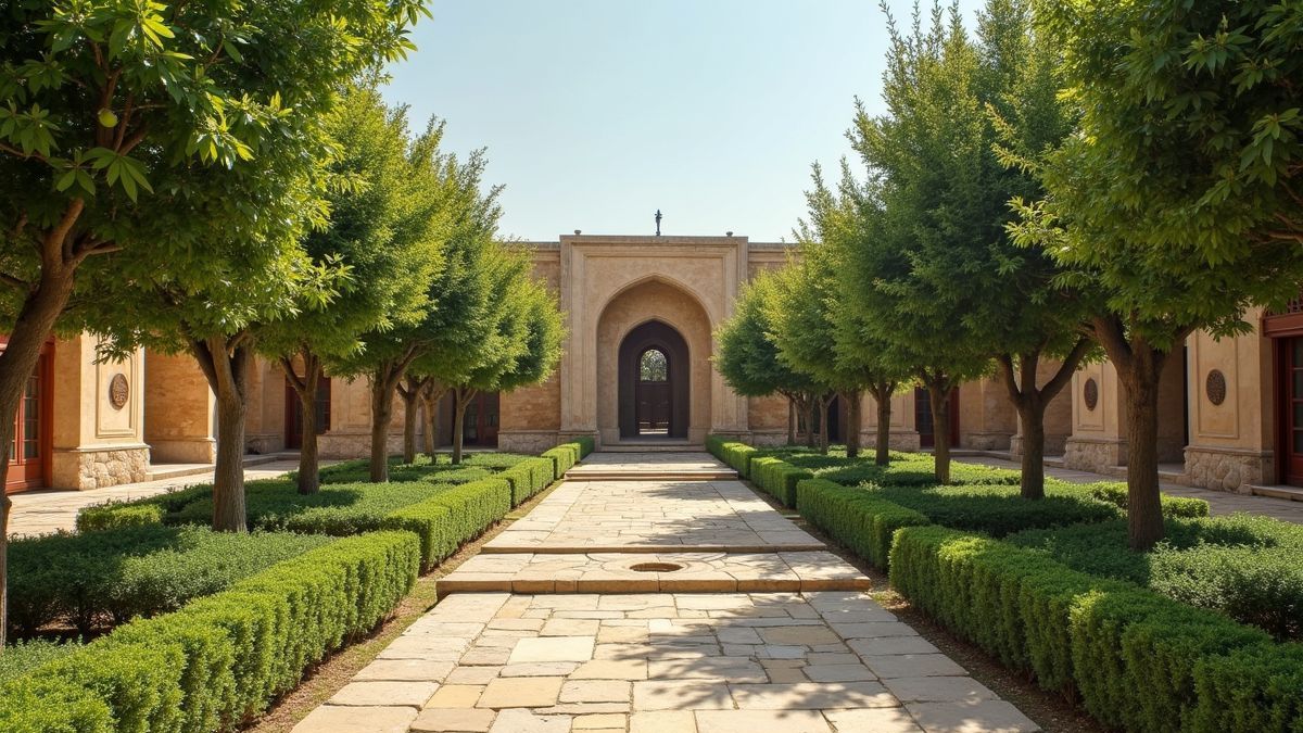 Oud-Perzische tuin met pistachebomen
