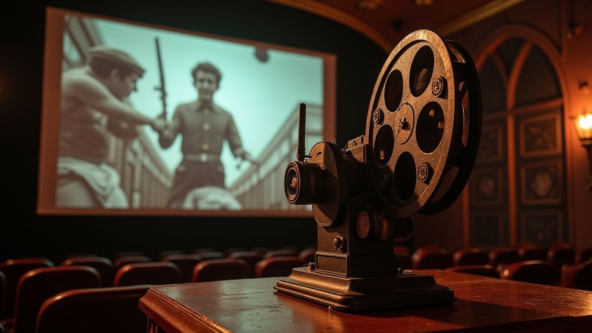 Oude filmprojector die klassieke films toont.