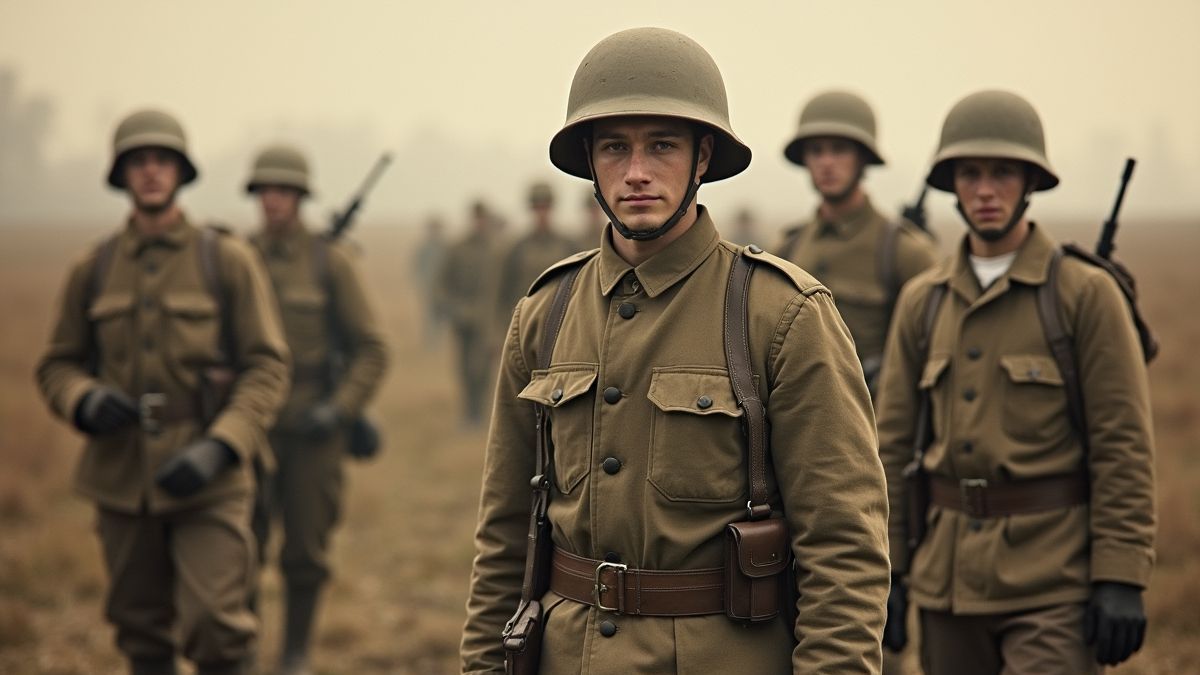 Oude militaire foto van soldaten tijdens de Eerste Wereldoorlog