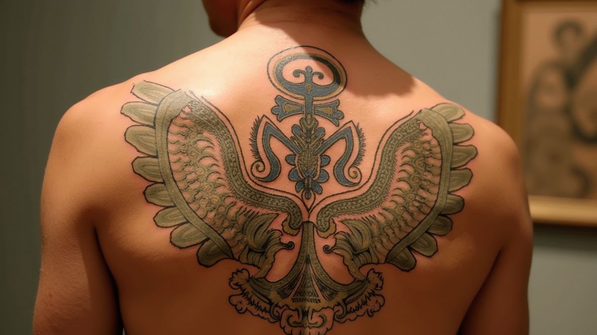 Oude tattoo ontwerpen op museumtentoonstellingen
