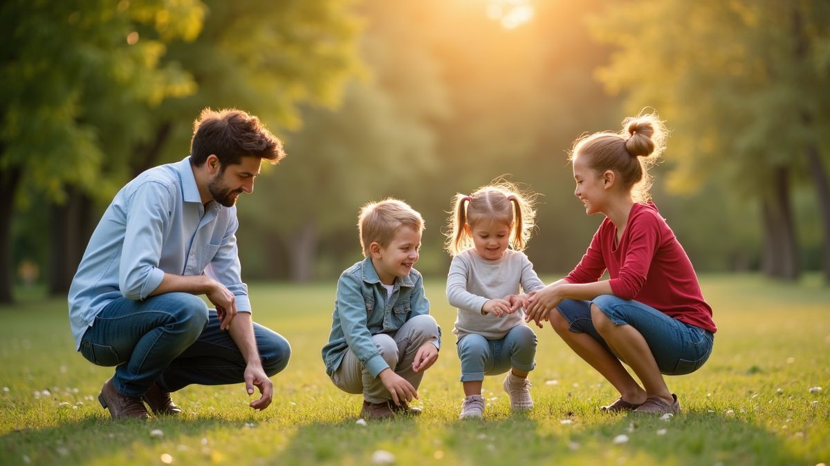 Ouders en kinderen doen samen buitenactiviteiten
