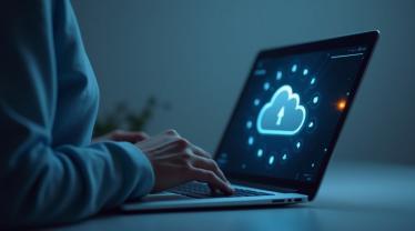 Digitale werkruimte met computer en hardeschijf