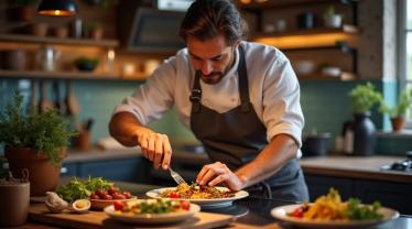 Persoonlijke chef in België bereidt een maaltijd