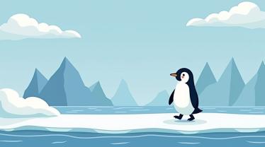 Een kolonie pinguïns op het Antarctische ijs tijdens zonsondergang.