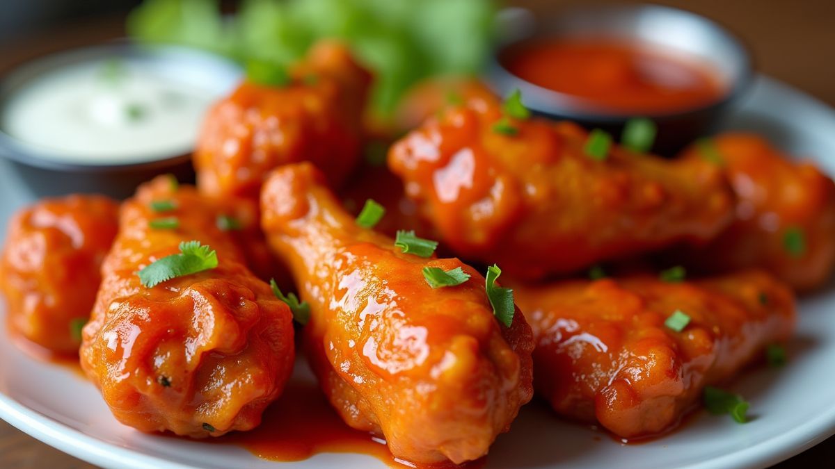Pittige Buffalo kipvleugels op een bord