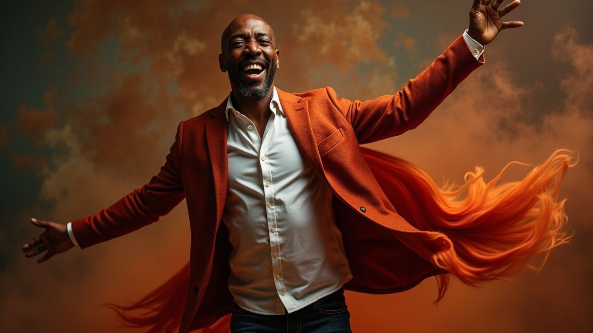 Portret van Frankie Manning die met vreugde danst