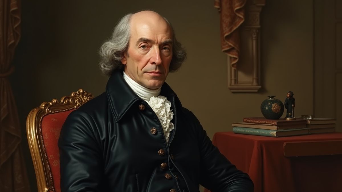 Portret van John Locke in een klassieke omgeving