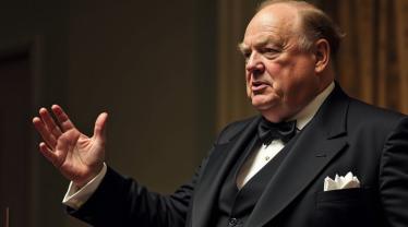 Portret van Winston Churchill met beroemde citaten