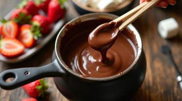 Pot chocoladefondue met diverse dipjes