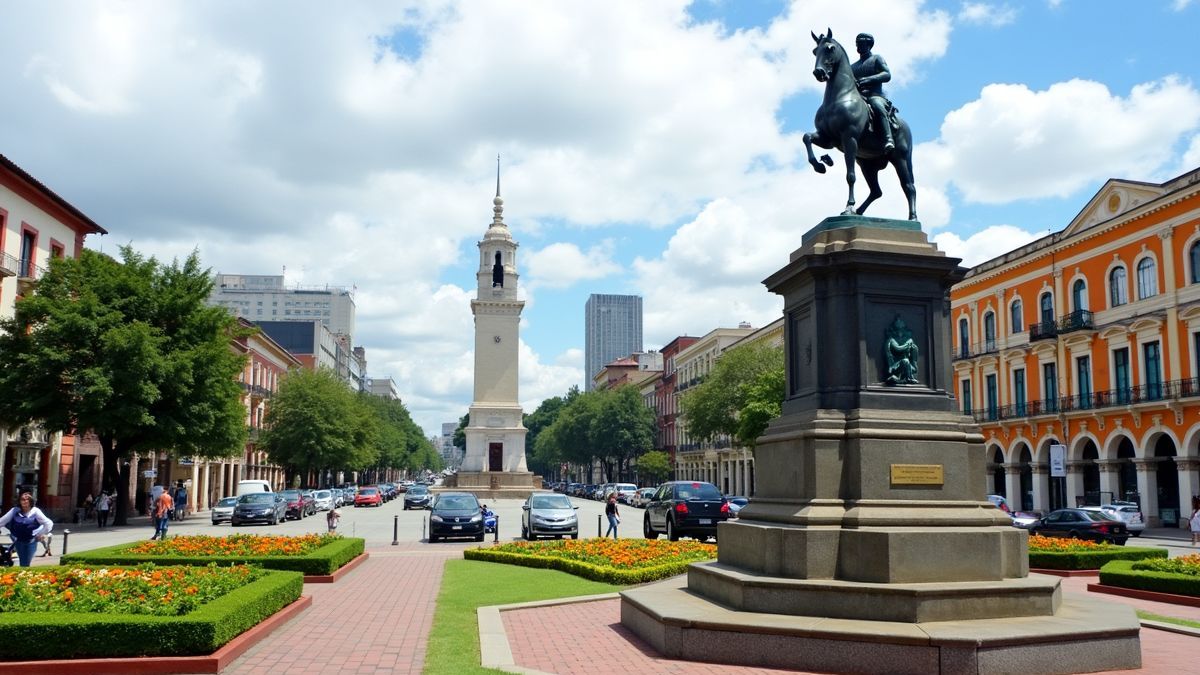 Praça Tiradentes met zijn iconische standbeeld
