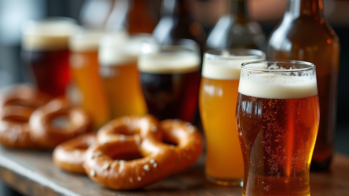 Pretzels geserveerd op een Belgisch bierfestival.