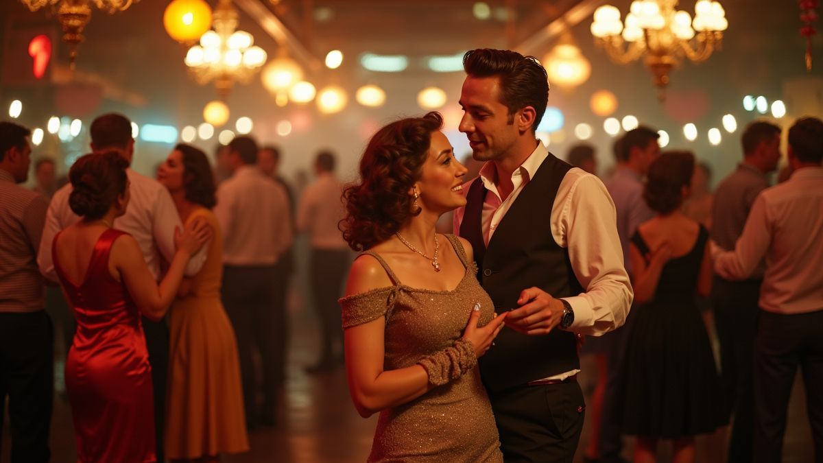 Retro feestje met vintage kleding.