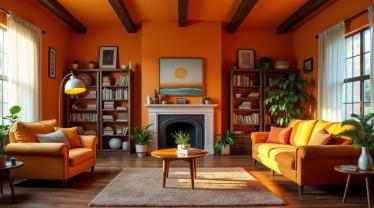 Retro woonkamer met vintage decoraties