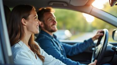 Rijinstructeur met leerling in de auto
