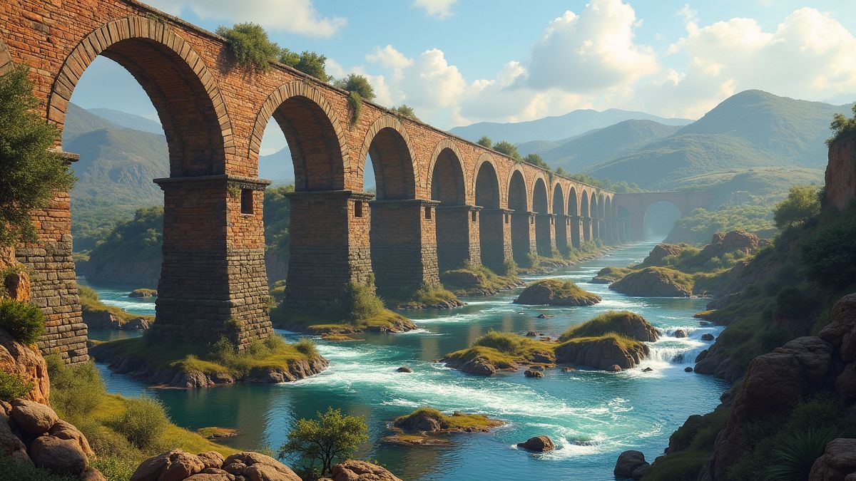 Romeins aquaduct, symbool van vroege loodgieterij.