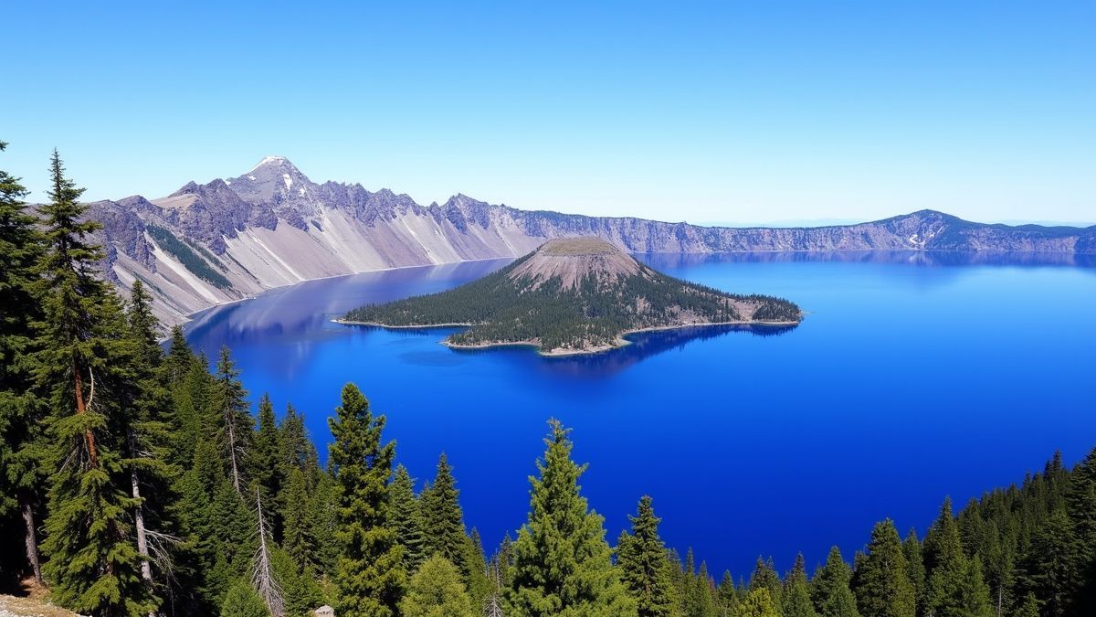 Rustig uitzicht op Crater Lake