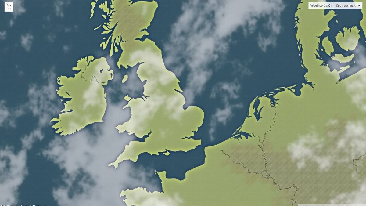 Satellietbeeld van weerpatronen boven België