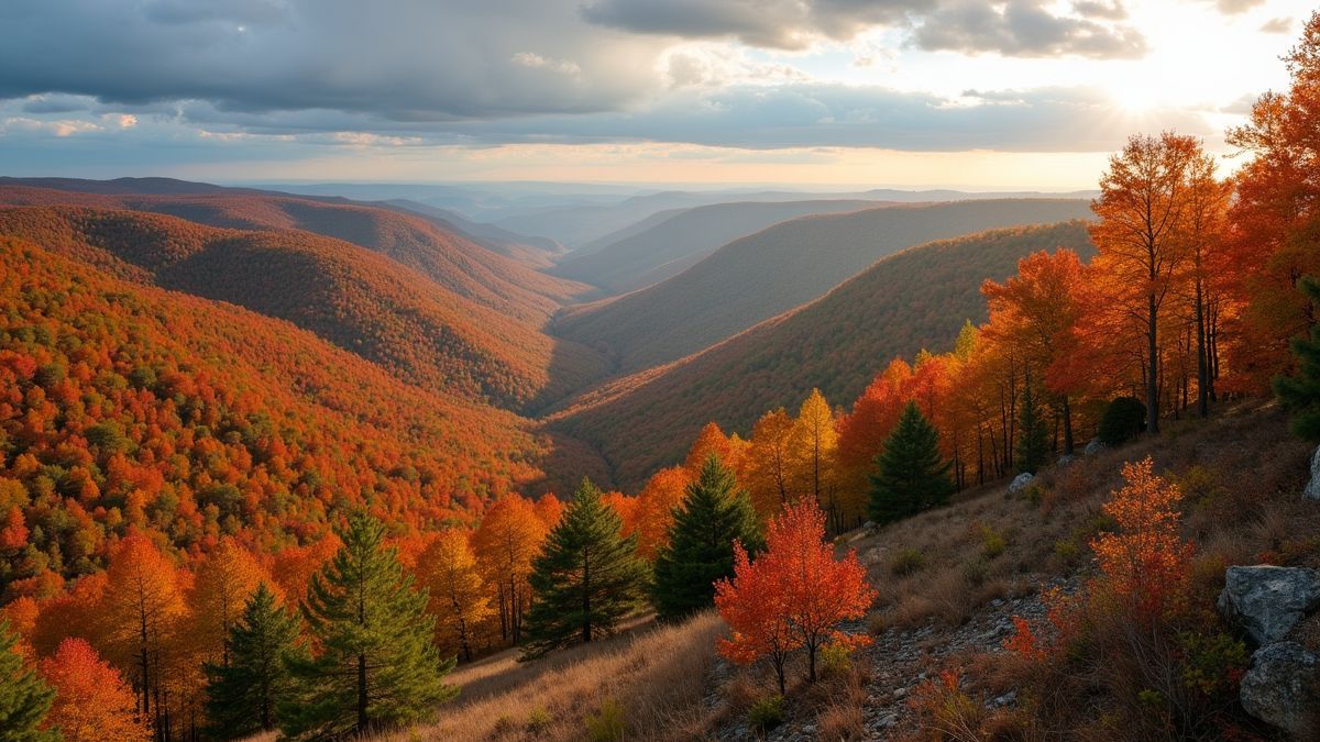 Schilderachtige uitzichten van het Hoosier National Forest in de herfst