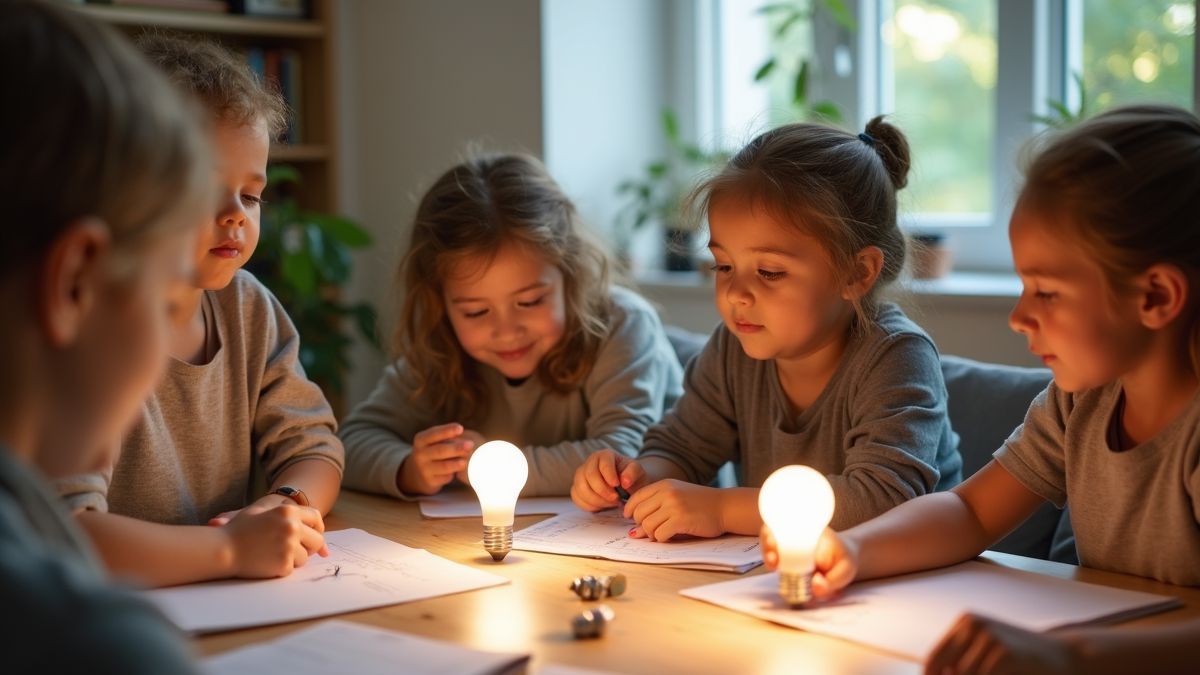 Schoolkinderen in een energiebesparingsworkshop
