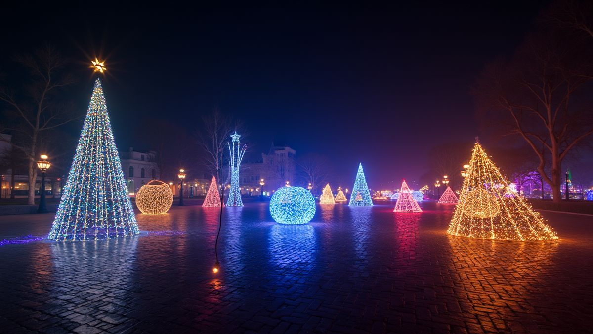 Sfeervolle verlichting op een kunstfestival.