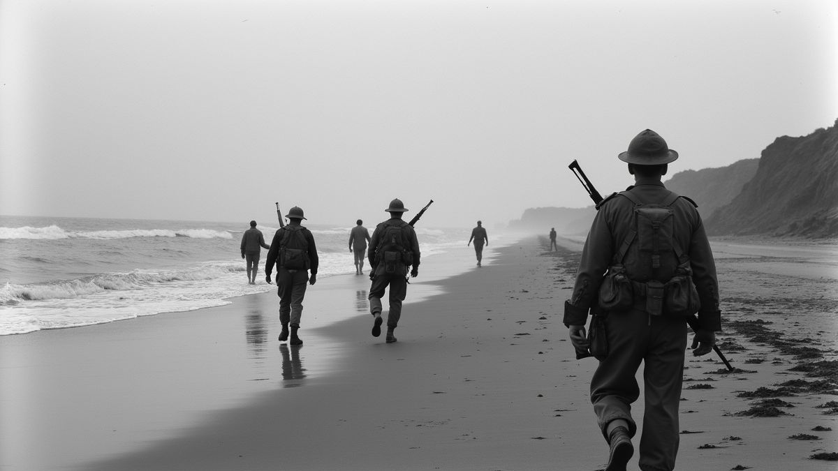 Soldaten die op de stranden van Normandië landen tijdens D-Day.