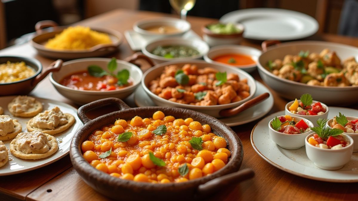Spaanse gerechten zoals paella en tapas.