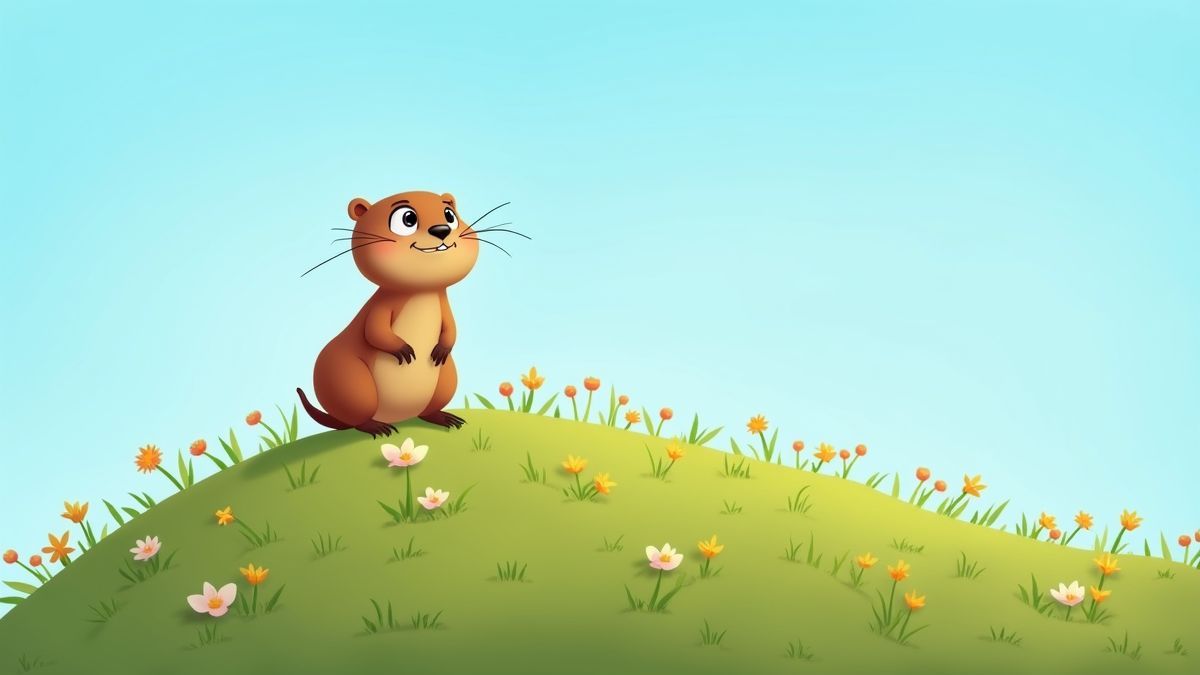 Speelse marmot op een groen heuveltje