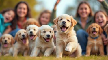 Spelende puppy's op Puppy Dag