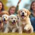Spelende puppy's op Puppy Dag