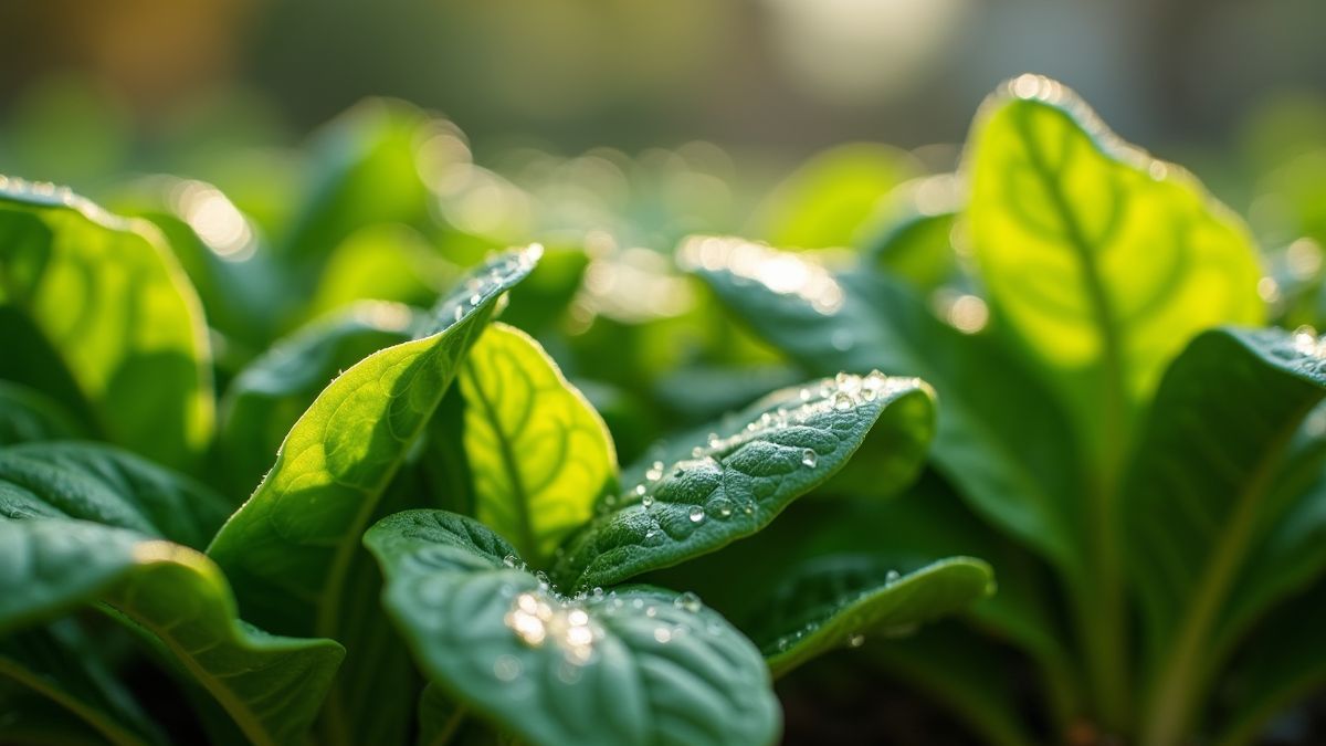 Spinazie groeiend in een tuin