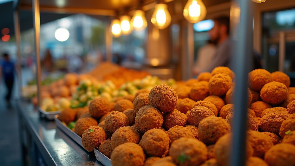 Straatkraampjes met falafel in Tel Aviv