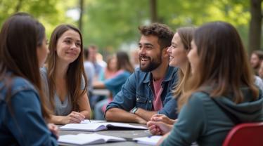 Studenten die een debat voeren over academische vrijheid.