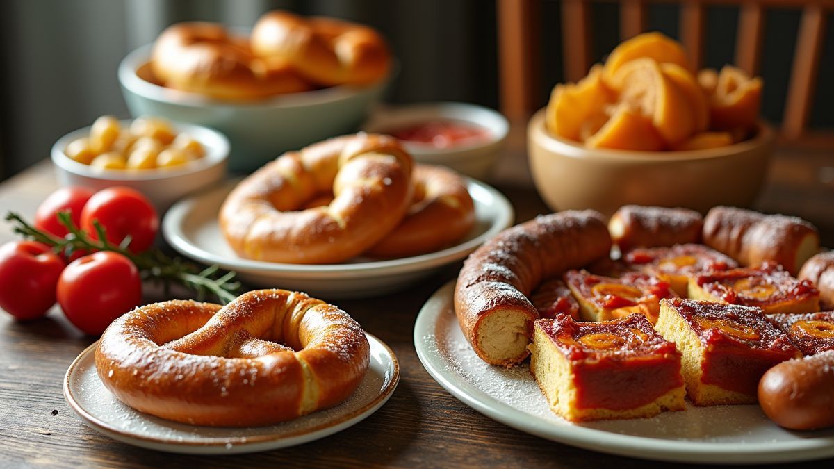 Tafel met traditionele Duitse gerechten