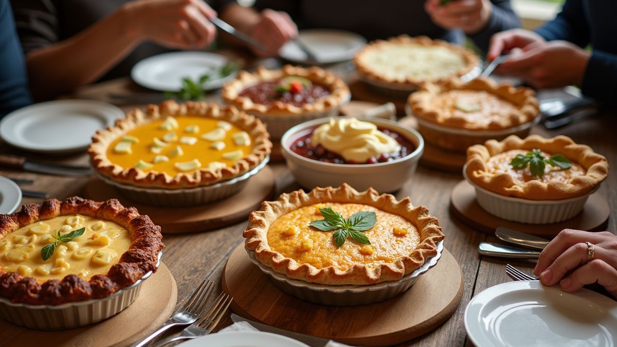 Tafel vol verschillende soorten zelfgemaakte taarten