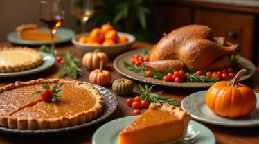 Thanksgiving tafel met traditionele gerechten