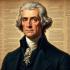 Thomas Jefferson te midden van historische teksten en symbolen.