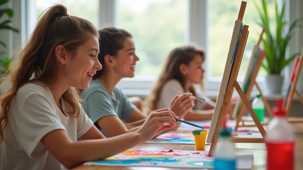 Tieners bij creatieve workshop